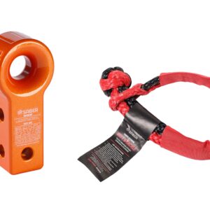 7075 Aluminium Rope Friendly Recovery Hitch - Orange Prismatic & 9K Soft Shackle